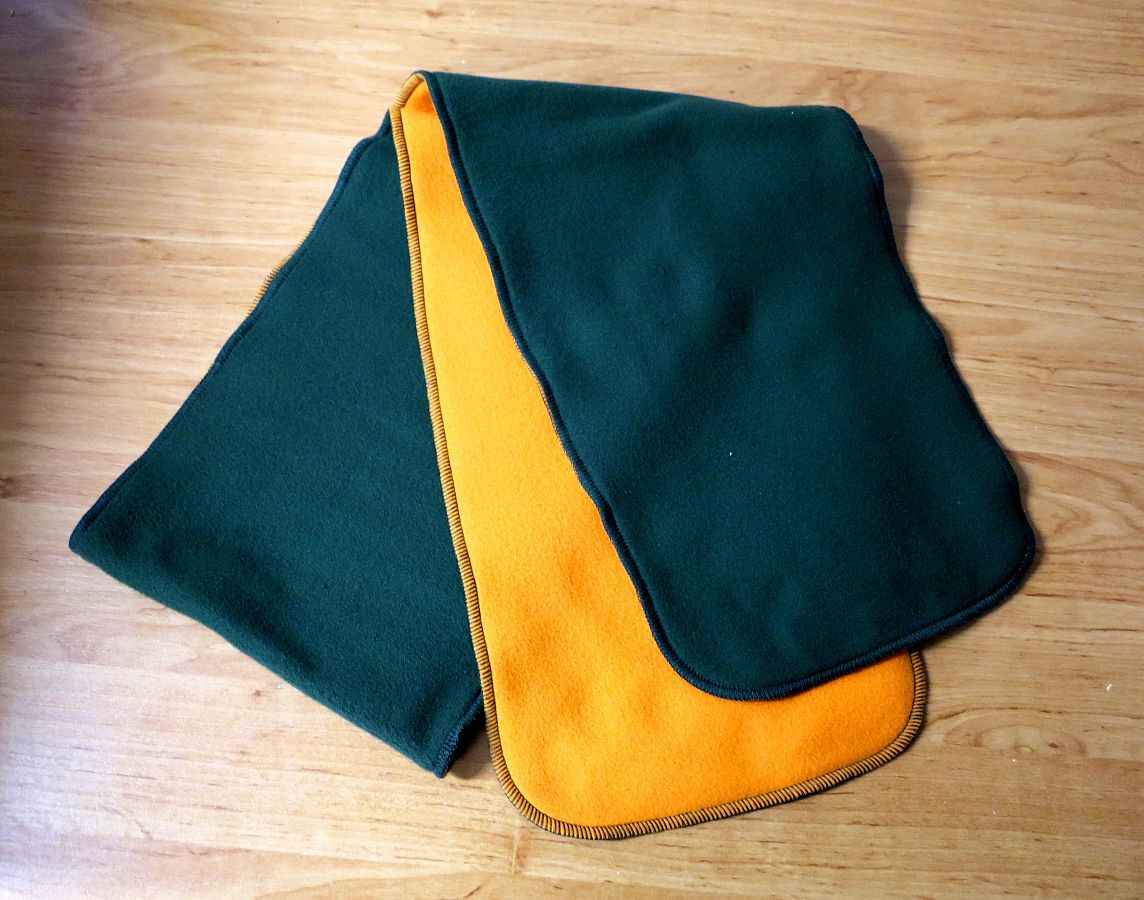 Šála myslivecká LOVEC fleece zeleno/oranžová - Obrázek